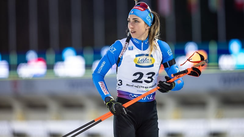 NOVE MESTO NA MORAVE, CZECH REPUBLIC - FEBRUARY 9: Lisa Vittozzi of Italy looks on during the...