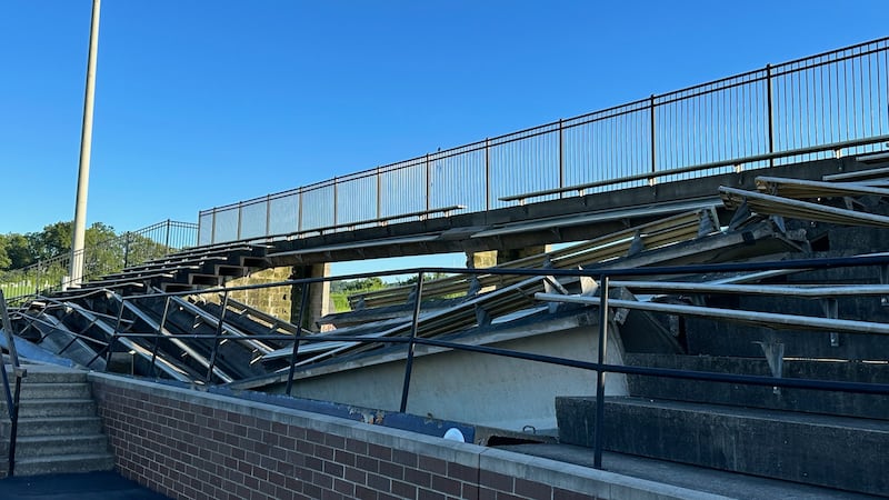 Bleachers collapse due to severe weather at Beech High School