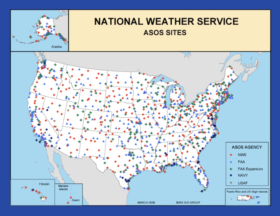 There are over 900 ASOS sites in the U.S.