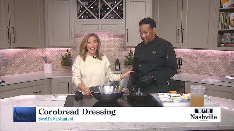 Swett's Restaurant Demonstrates a Cornbread Dressing Recipe