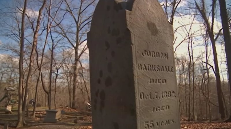 A tombstone at Mt. Olive Cemetery.