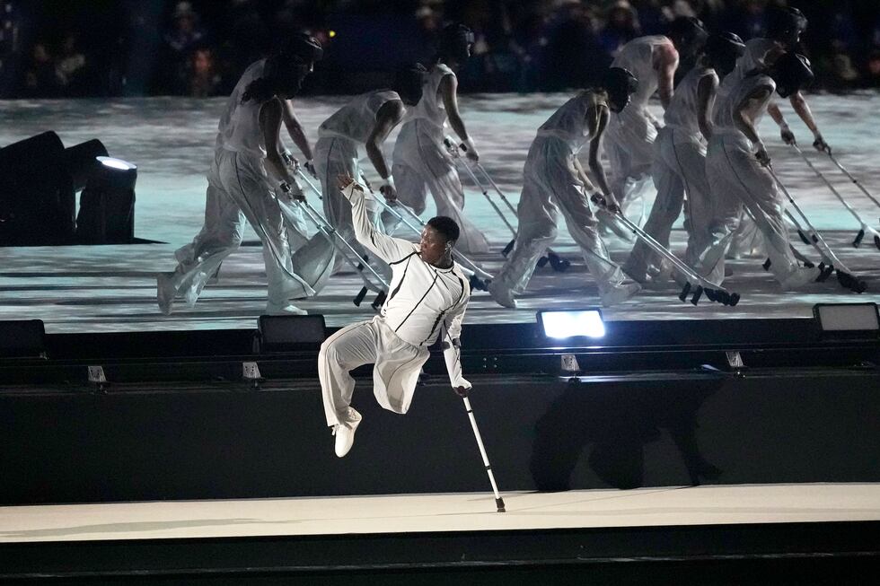 South African dancer Musa Motha performs during the Opening Ceremony for the 2024 Paralympics,...