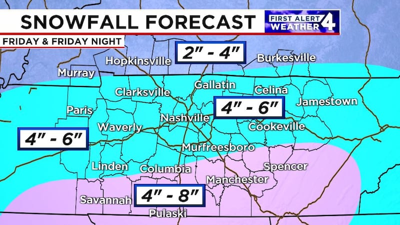 Widespread 4-6" with a little more possible south of I-40