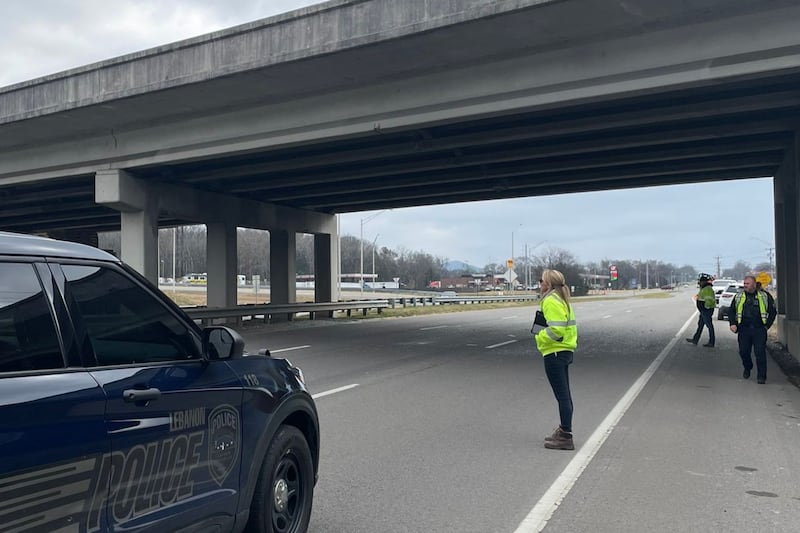 I-40 overpass in Lebanon under inspection after being struck