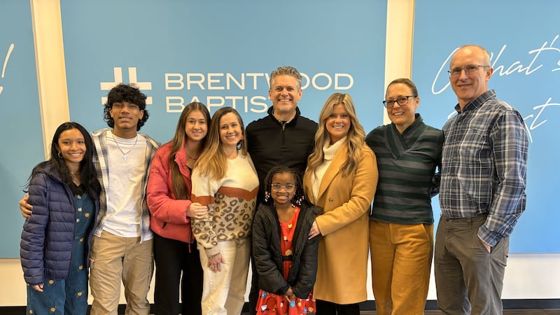 The Strother family poses for a family photo at Brentwood Baptist Church.