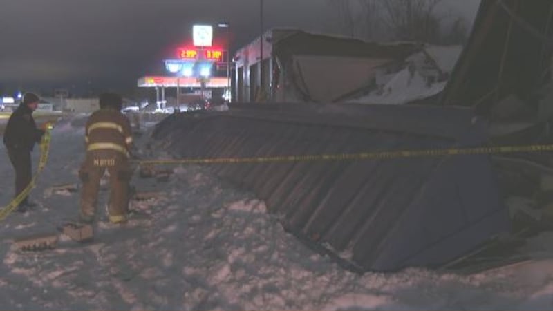 A building collapsed due to the heavy snow.