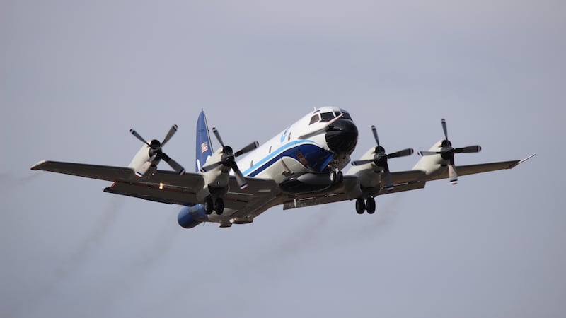 The newly upgraded and repainted NOAA Lockheed WP-3D Orion N42RF, also known as "Kermit,"...