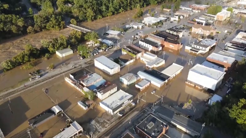 Aerial view of a Cocke County town