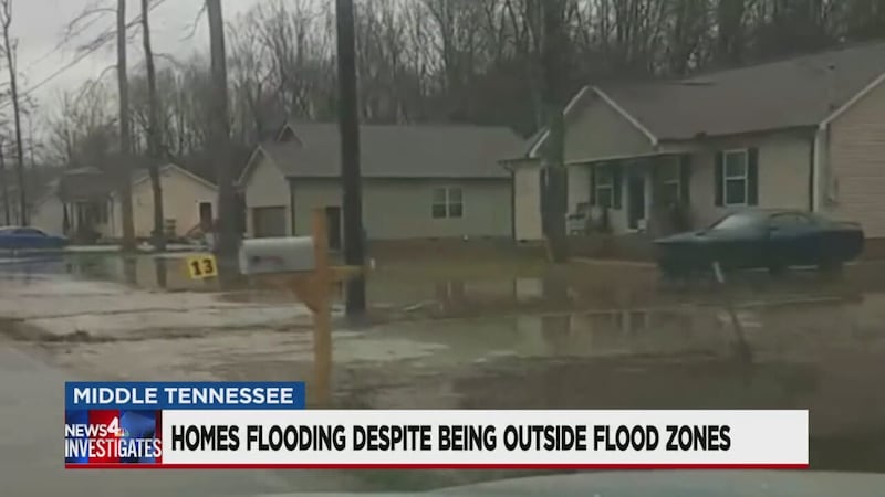 Homes flooding despite being outside flood zones.