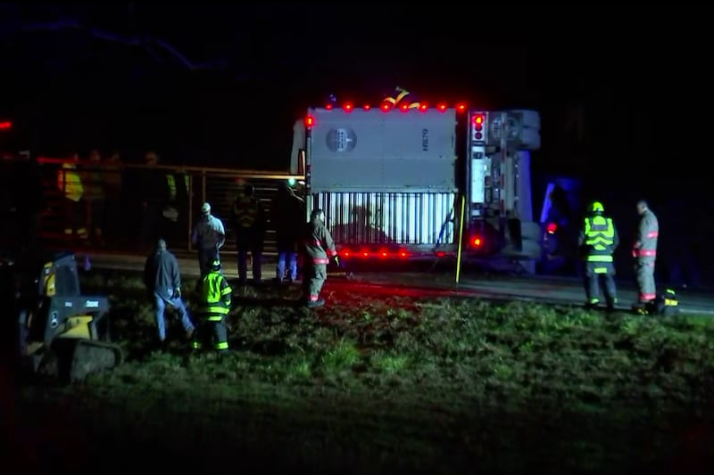 Crash involving church bus full of children, tractor-trailer hauling cattle closes TN roadway