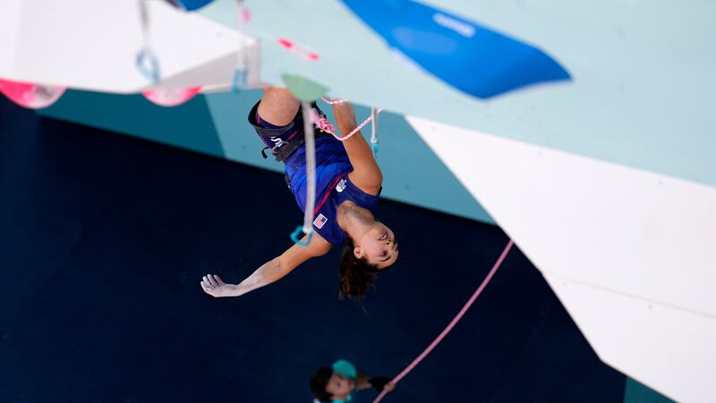 Brooke Raboutou of the United States competes in the women's boulder and lead final during the...