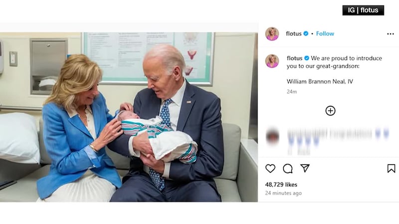 Biden, who was in Los Angeles and saw the baby at the hospital, announced the birth at the end...