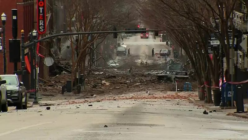 A haunting voice caught on camera delivering a message to evacuate downtown Nashville moments...