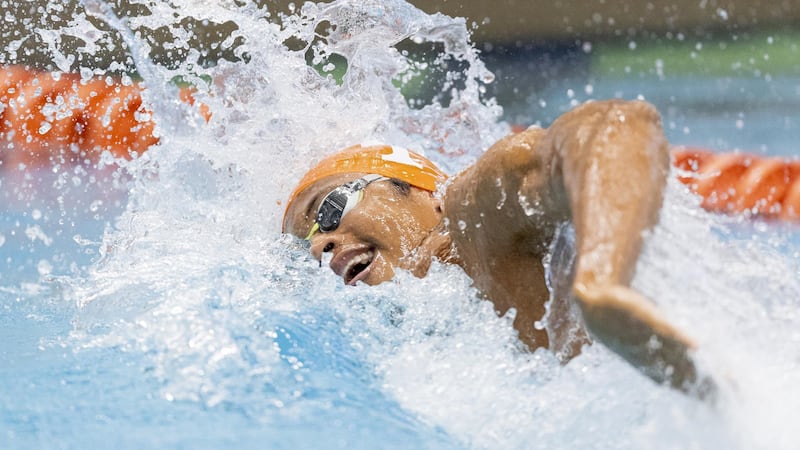 Jordan Crooks broke the record by swimming a 20.08 during the preliminary round for the Short...