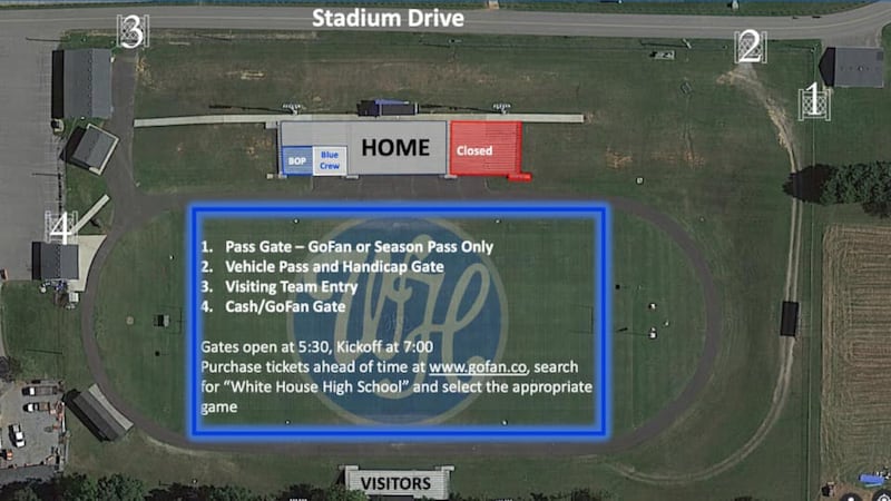 A portion of the stadium used by White House High School will be closed on Friday night.