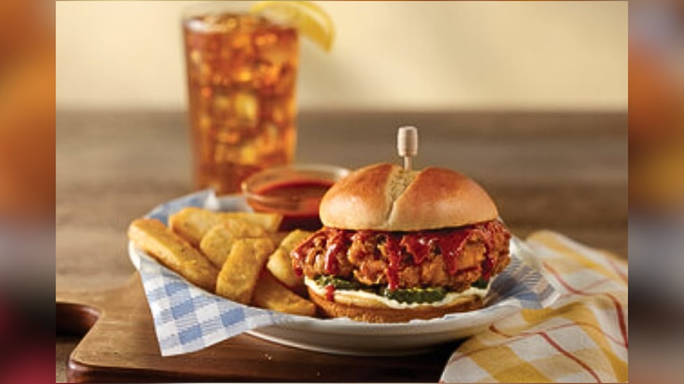 The Signature Saucy Chicken Sandwich includes Cracker Barrel's signature sauces.